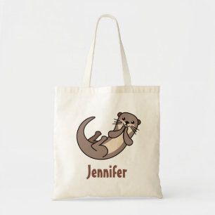 Bolsa Tote Saco de tote em estilo emoji de lontra kawaii