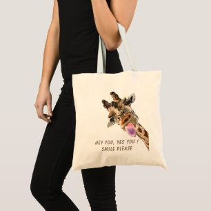 Bolsa Tote Saco de Tote Engraçado com PlayfulGiraffe - Texto 