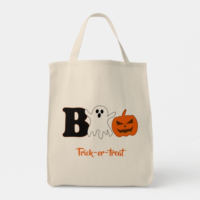 Bolsa Tote Saco de Tote Engraçado de Boo Halloween (Verso)