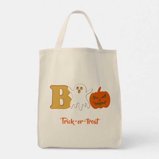 Bolsa Tote Saco de Tote Engraçado de Boo Halloween (Verso)