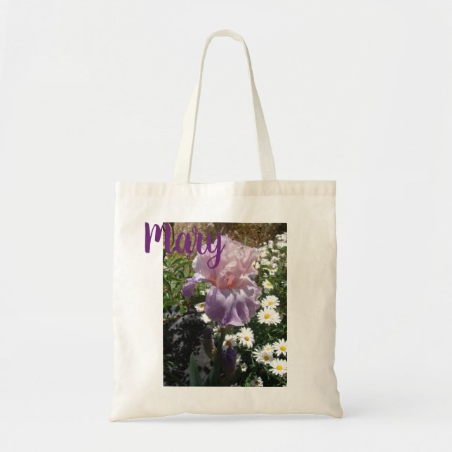 Bolsa Tote Saco de Tote Fotográfico floral da Flor Iris (Frente)