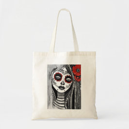 Bolsa Tote Saco de Tote La Catrina Estilizado em Vermelho, Pr