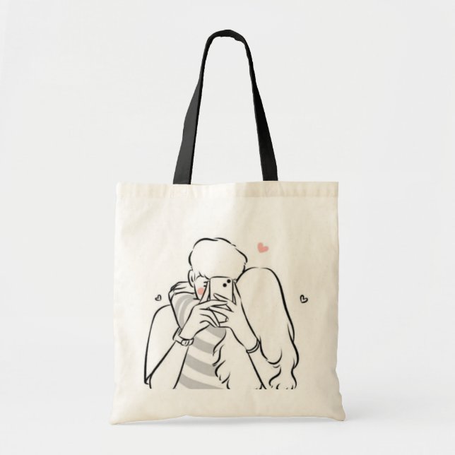 Bolsa Tote Saco de Tote Romântico Casal - Bonito Presente de  (Frente)