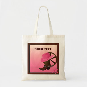 Bolsa Tote Saco de Tote Rosa de Cowgirl Ocidental