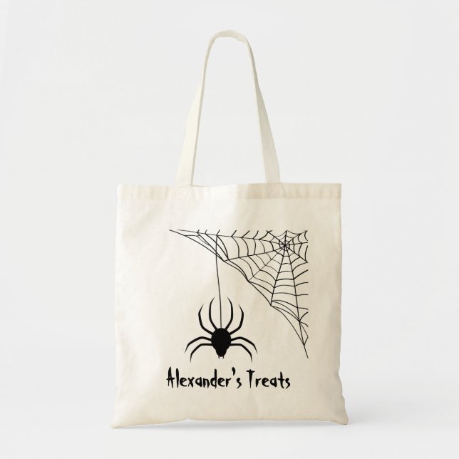 Bolsa Tote Saco de Tratamento de Halloween na Web de Aranha P (Frente)