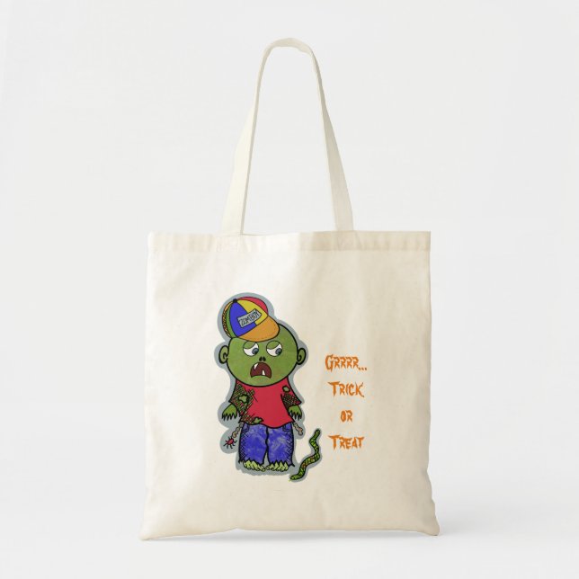 Bolsa Tote Saco de truque ou tratamento para o Halloween - Zo (Frente)