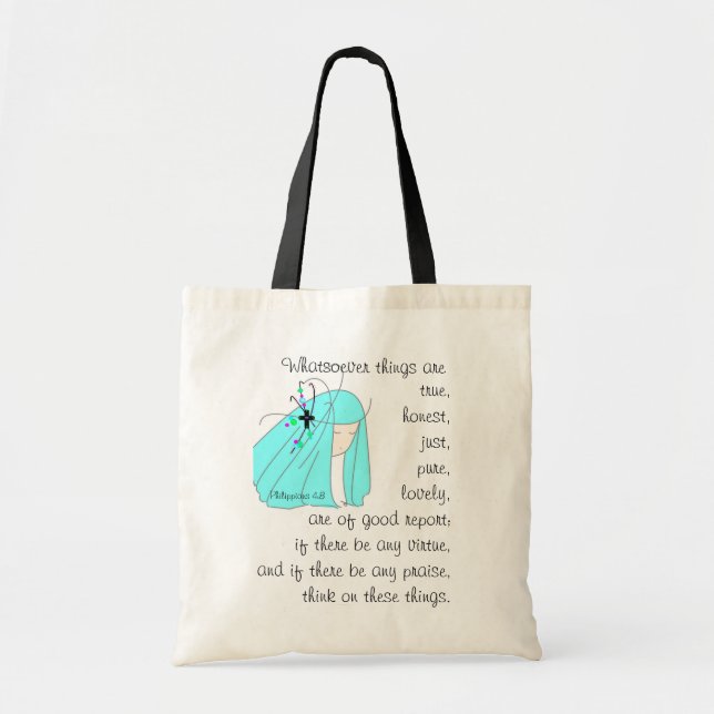 Bolsa Tote Saco do 4:8 dos Philippians (Frente)