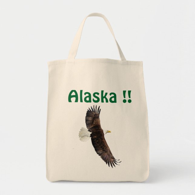 Bolsa Tote Saco do Alaska com águia. (Frente)