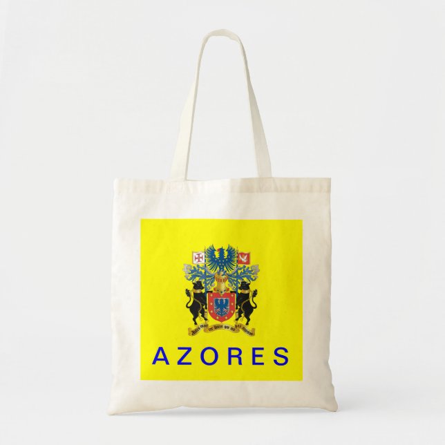 Bolsa Tote Saco do algodão da bandeira de Açores (Frente)