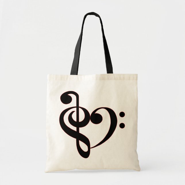 Bolsa Tote Saco do coração do Clef (Frente)