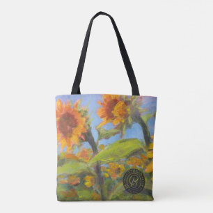 Bolsa Tote Saco do cruzamento do girassol com logotipo preto