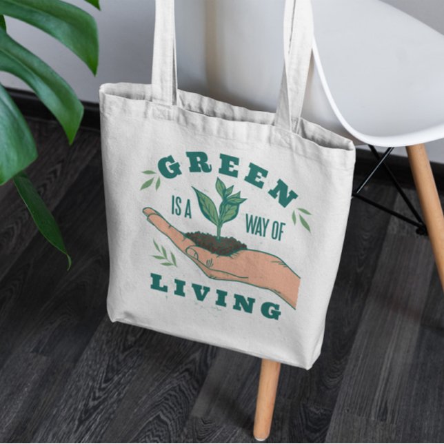 Bolsa Tote Saco do estilo de vida verde da planta (Criador carregado)