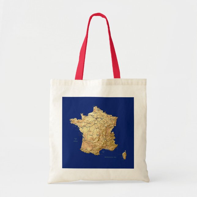 Bolsa Tote Saco do mapa de France (Frente)