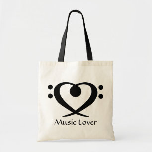 Bolsa Tote Saco do melómano do coração do Clef baixo