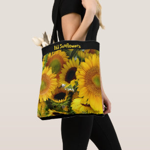 Bolsa Tote Saco do Mercado dos Fazendeiros Girassóis Negros