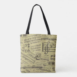 Bolsa Tote Saco do piano da nota da música da sacola do tema