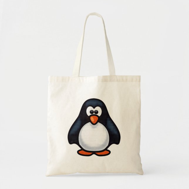 Bolsa Tote Saco do pinguim dos desenhos animados (Frente)