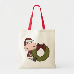 Bolsa Tote Saco do presente da vaca da grinalda do Natal