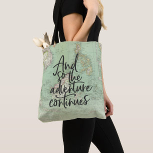 Bolsa Tote Saco do roteiro de aventura da graduação do mapa d