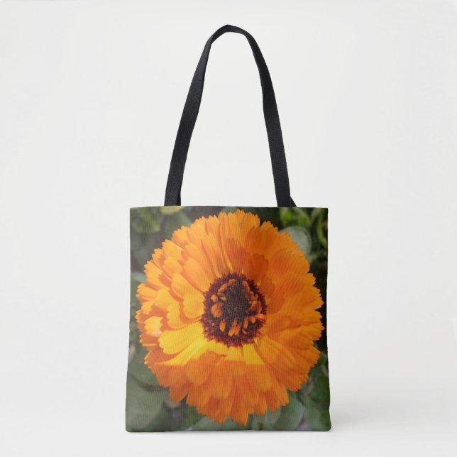 Bolsa Tote Saco do Toque da Flor Laranja (Frente)