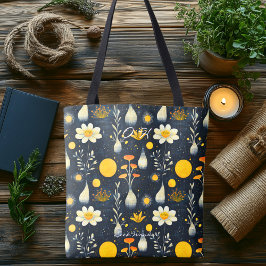 Bolsa Tote Saco do Toque de Bem-Estar Floral Minimalista