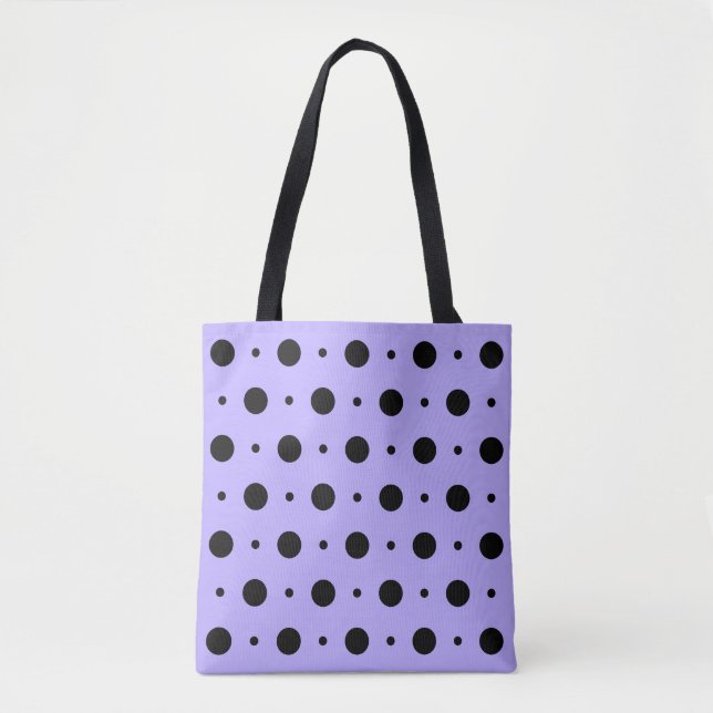 Bolsa Tote Saco do Toque de Bolinhas Lilac e Preta (Frente)