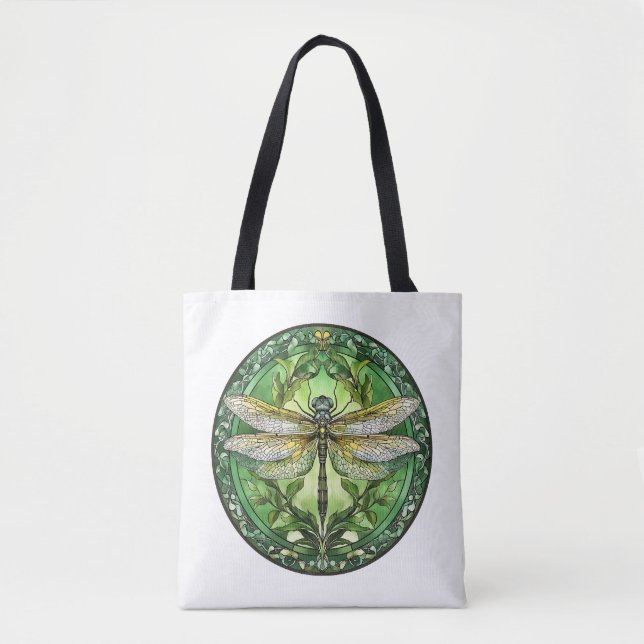 Bolsa Tote Saco do Toque de Dragonfly de Vidro ornamentado (Frente)