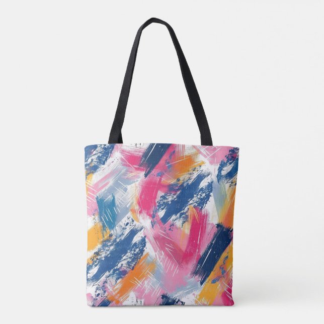 Bolsa Tote Saco do Toque de Escoamento de Abstrato Vibrante (Verso)