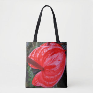 Bolsa Tote Saco do Toque de Flor Vermelho