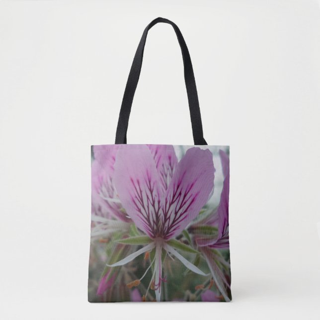 Bolsa Tote Saco do Toque de Flor Vermelho Rosa (Frente)