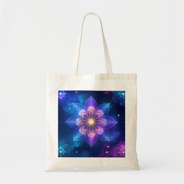 Bolsa Tote Saco do Toque de Lótus Cósmico (Frente)