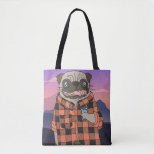 Bolsa Tote Saco do Toque de Pug Cute