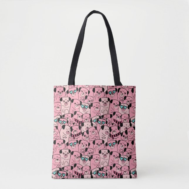 Bolsa Tote Saco do Toque de Pug Cute (Frente)