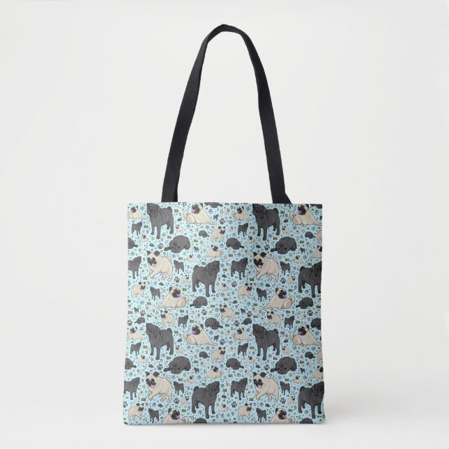 Bolsa Tote Saco do Toque de Pug Cute (Frente)