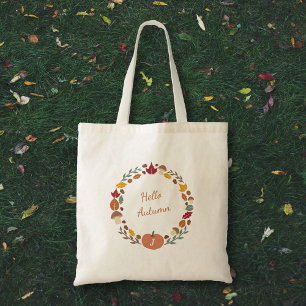 Bolsa Tote Saco do Toque Monograma de Fall Wreath