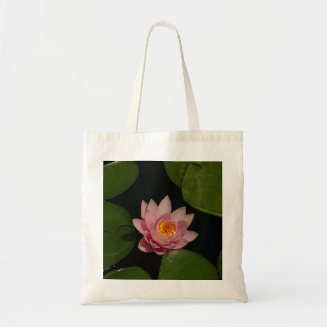 Bolsa Tote Saco do Toque Waterlily do Lotus Rosa (Frente)
