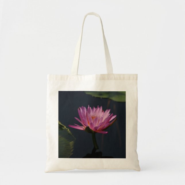 Bolsa Tote Saco do Toque Waterlily do Lotus Rosa (Frente)