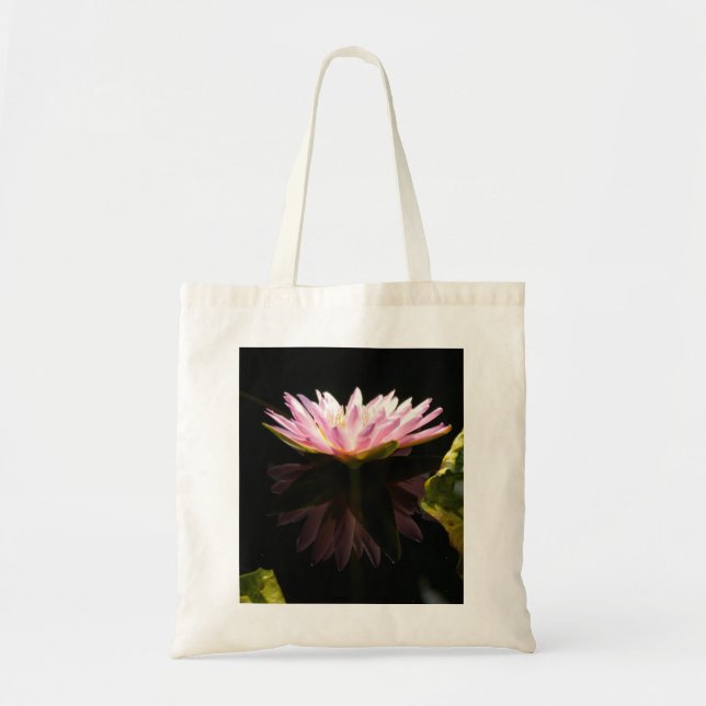 Bolsa Tote Saco do Toque Waterlily do Lotus Rosa (Frente)