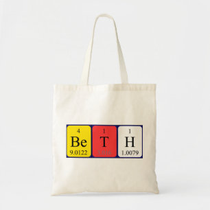 Bolsa Tote Saco do tote do nome da mesa periódica Beth