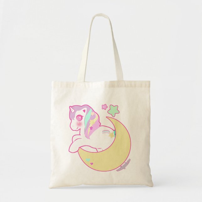 Bolsa Tote Saco do unicórnio de Kawaii (Frente)