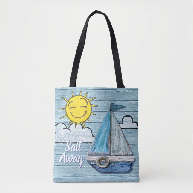 Bolsa Tote Saco do Yacht design da praia de Driftwood. (Frente)