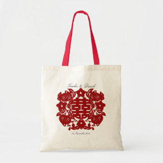 Bolsa Tote Saco dobro vermelho chinês do casamento da