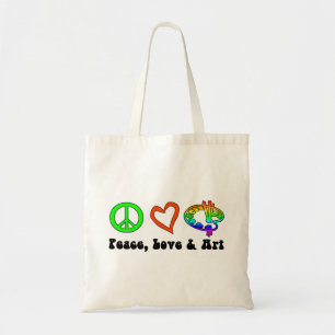 Bolsa Tote Saco dos sinais da paz, do amor & da arte