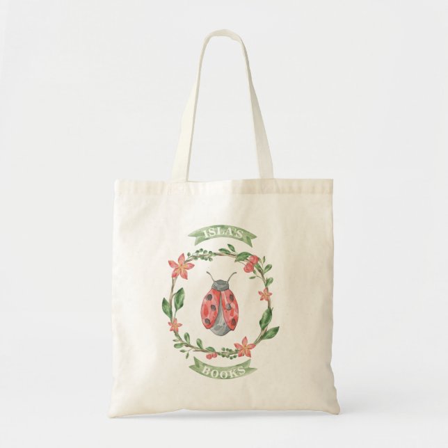 Bolsa Tote Saco feito sob encomenda da biblioteca da menina - (Frente)
