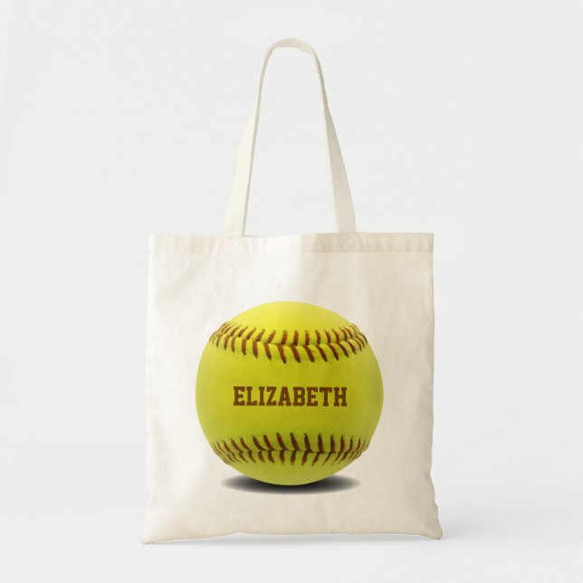 Bolsa Tote Saco feito sob encomenda da bola do softball (Frente)