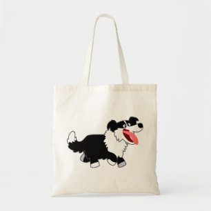 Bolsa Tote Saco feliz bonito de border collie dos desenhos