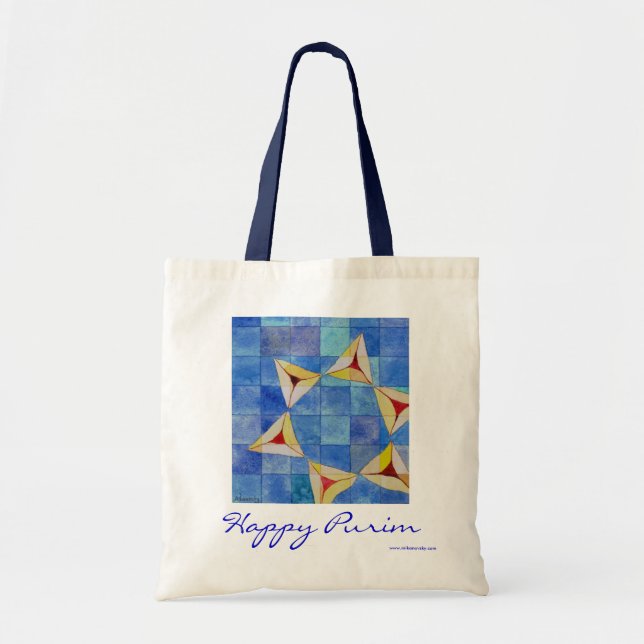 Bolsa Tote Saco feliz de Purim - excelente para Shalach Manot (Frente)