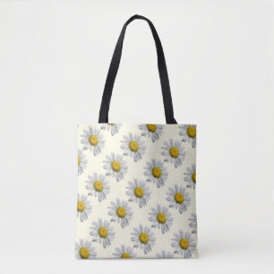 Bolsa Tote Saco Flor Branco Amarelo Amarelo Flor de Jardim Fl