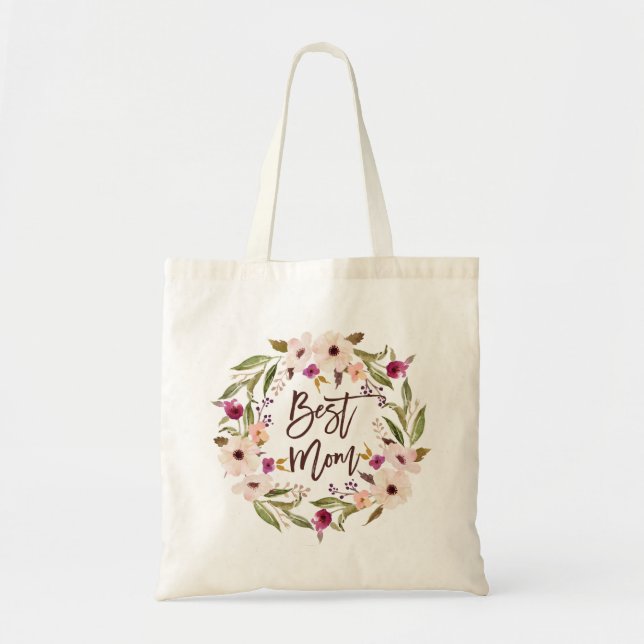 Bolsa Tote Saco floral da grinalda da melhor aguarela boémia (Frente)