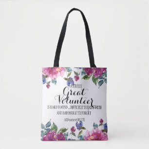 Bolsa Tote Saco floral de agradecimento para voluntário